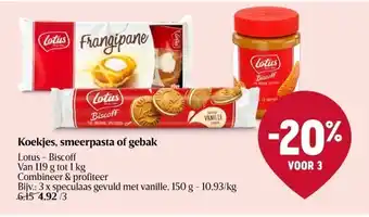 Delhaize Koekjes, smeerpasta of gebak lotus aanbieding