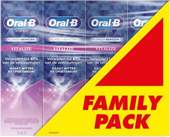 Bol.com Oral-b tandpasta voordeelverpakking - 3d white vitalize - 4 x 75 ml aanbieding