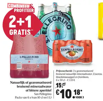 Delhaize Natuurlijk of gearomatiseerd bruisend mineraalwater of bittere aperitief aanbieding