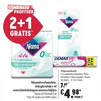 Delhaize Maandverbanden, inlegkruisjes of ontschminkingswattenschijfjes aanbieding