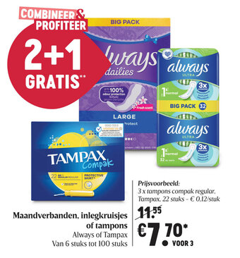 Maandverbanden, inlegkruisjes of tampons