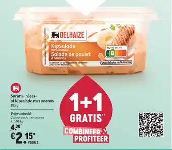 Surimi-, vlees- of kipsalade met ananas 185g