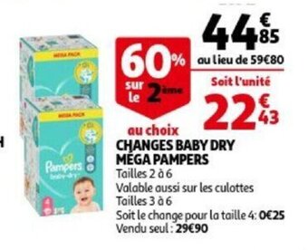 Auchan Changes baby dry mega pampers aanbieding