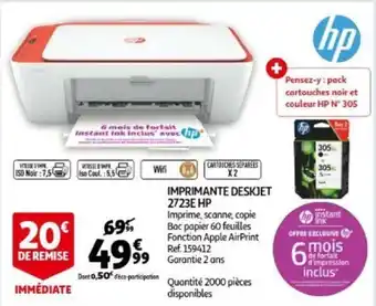 Imprimante deskjet 2723E HP