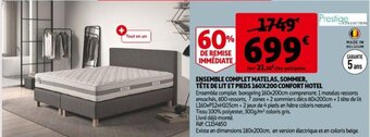 Auchan Ensemble complet matelas, sommier, tete de lit et pieds 160x200 confort hotel aanbieding