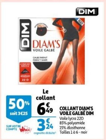Auchan Collant diam's voile galbe dim aanbieding