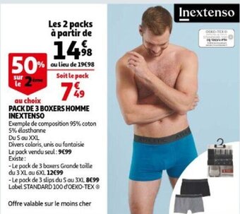 Auchan Pack de 3 boxers homme inextenso aanbieding