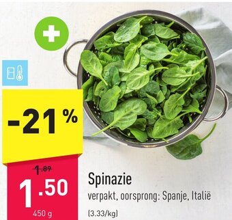 ALDI Spinazie 450g aanbieding