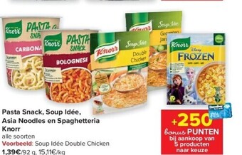 Carrefour Pasta snack, soup idée, asia noodles en spaghetteria knorr aanbieding