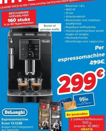 Carrefour Espressomachine ecam 13.123b aanbieding