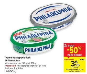 Carrefour Verse kaasspecialiteit philadelphia aanbieding