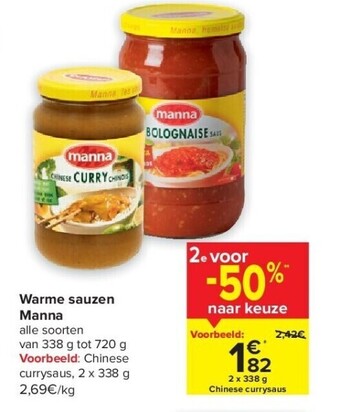 Carrefour Warme sauzen manna aanbieding