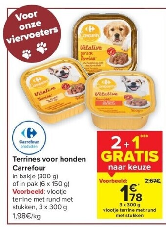 Carrefour Terrines voor honden aanbieding