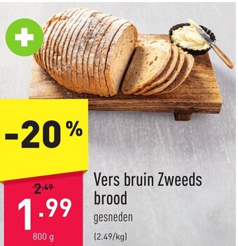 ALDI Vers Bruin Zweeds Brood 800g aanbieding
