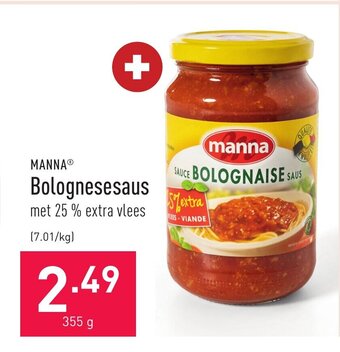 ALDI Manna Bolognesesaus 355g aanbieding