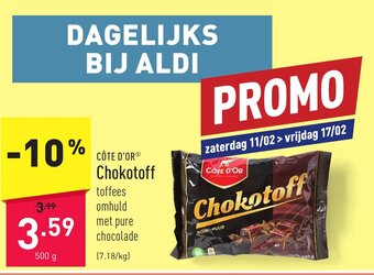 ALDI Cote D'Or Chokotoff 500g aanbieding