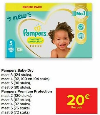 Carrefour Market Pampers baby-dry of pampers premium protection aanbieding