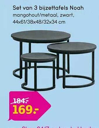 Leen Bakker Set van 3 bijzettafels noah aanbieding