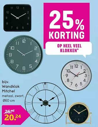 Leen Bakker Wandklok mitchel aanbieding