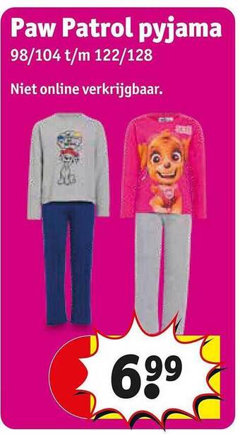 Kruidvat Paw patrol pyjama aanbieding