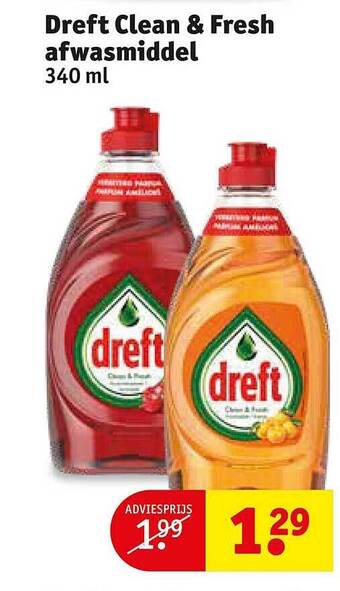 Kruidvat Dreft clean & fresh afwasmiddel aanbieding