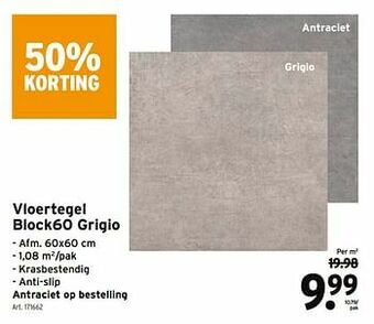 GAMMA Vloertegel block60 grigio aanbieding