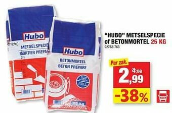 Hubo Hubo metselspecie of betonmortel aanbieding