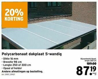 GAMMA Polycarbonaat dakplaat 5-wandig aanbieding
