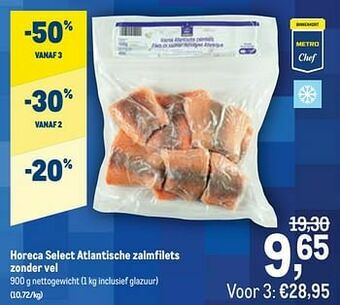 Horeca select atlantische zalmfilets zonder vel