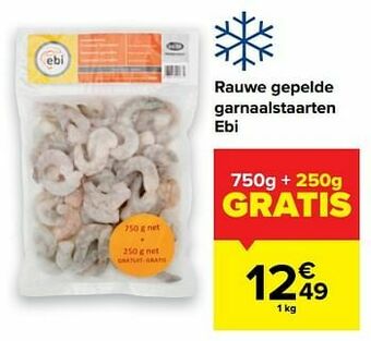 Rauwe gepelde garnaalstaarten ebi