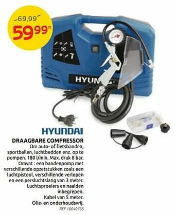 Brico Hyundai draagbare compressor aanbieding