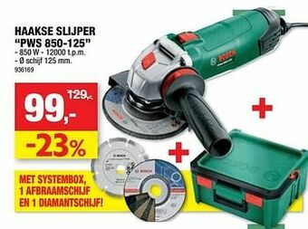 Hubo Bosch haakse slijper pws 850-125 aanbieding