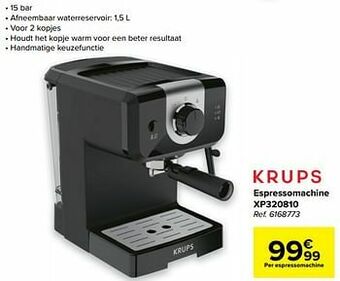 Carrefour Krups espressomachine xp320810 aanbieding