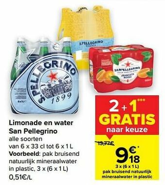 Carrefour Pak bruisend natuurlijk mineraalwater in plastic aanbieding