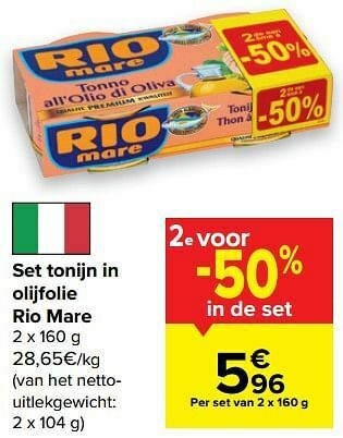 Carrefour Set tonijn in olijfolie rio mare aanbieding