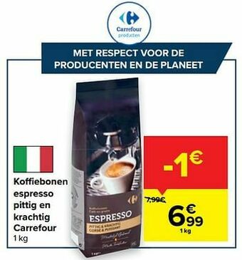 Carrefour Koffiebonen espresso pittig en krachtig carrefour aanbieding
