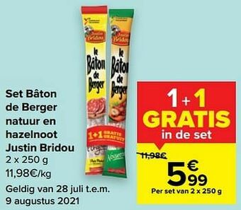 Set bâton de berger natuur en hazelnoot justin bridou