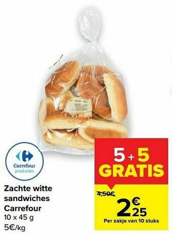 Carrefour Market Zachte witte sandwiches carrefour aanbieding