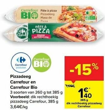 Dik rechthoekig pizzadeeg carrefour