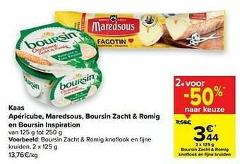 Carrefour Boursin zacht + romig knoflook en fijne kruiden aanbieding