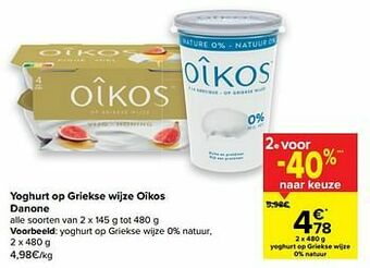 Carrefour Yoghurt op griekse wijze 0% natuur aanbieding