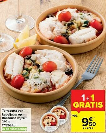 Carrefour Terracotta van kabeljauw op italiaanse wijze aanbieding
