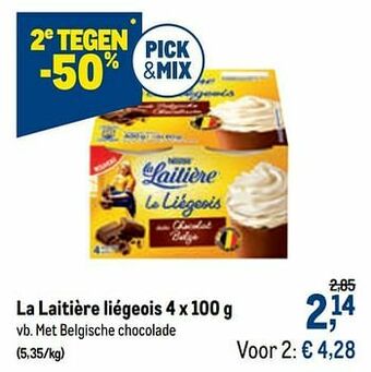 Makro La laitière liégeois met belgische chocolade aanbieding