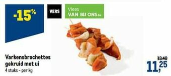 Varkensbrochettes gekruid met ui