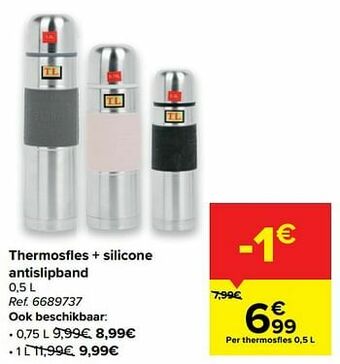 Carrefour Thermosfles + silicone antislipband aanbieding
