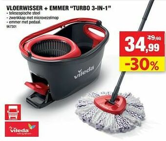 Hubo Vloerwisser + emmer turbo 3-in-1 aanbieding