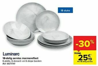 Carrefour 18-delig servies marmereffect aanbieding