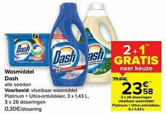 Carrefour Vloeibaar wasmiddel platinum + ultra-ontvlekker aanbieding