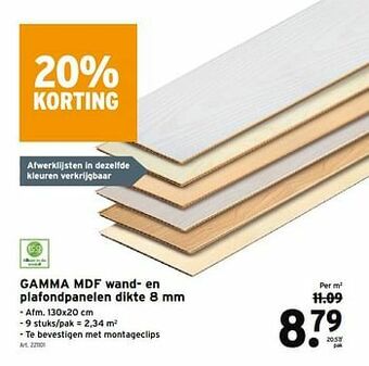 GAMMA Gamma mdf wand- en plafondpanelen aanbieding