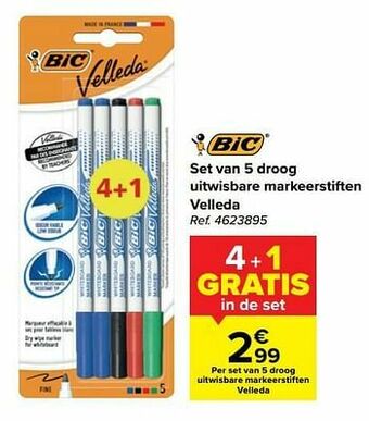 Set van 5 droog uitwisbare markeerstiften velleda